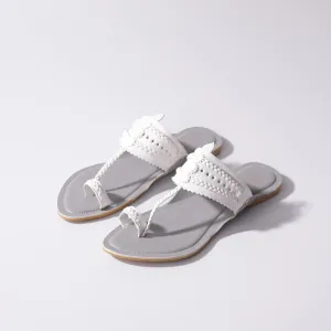 African Grey Faux Leather Kolhapuri