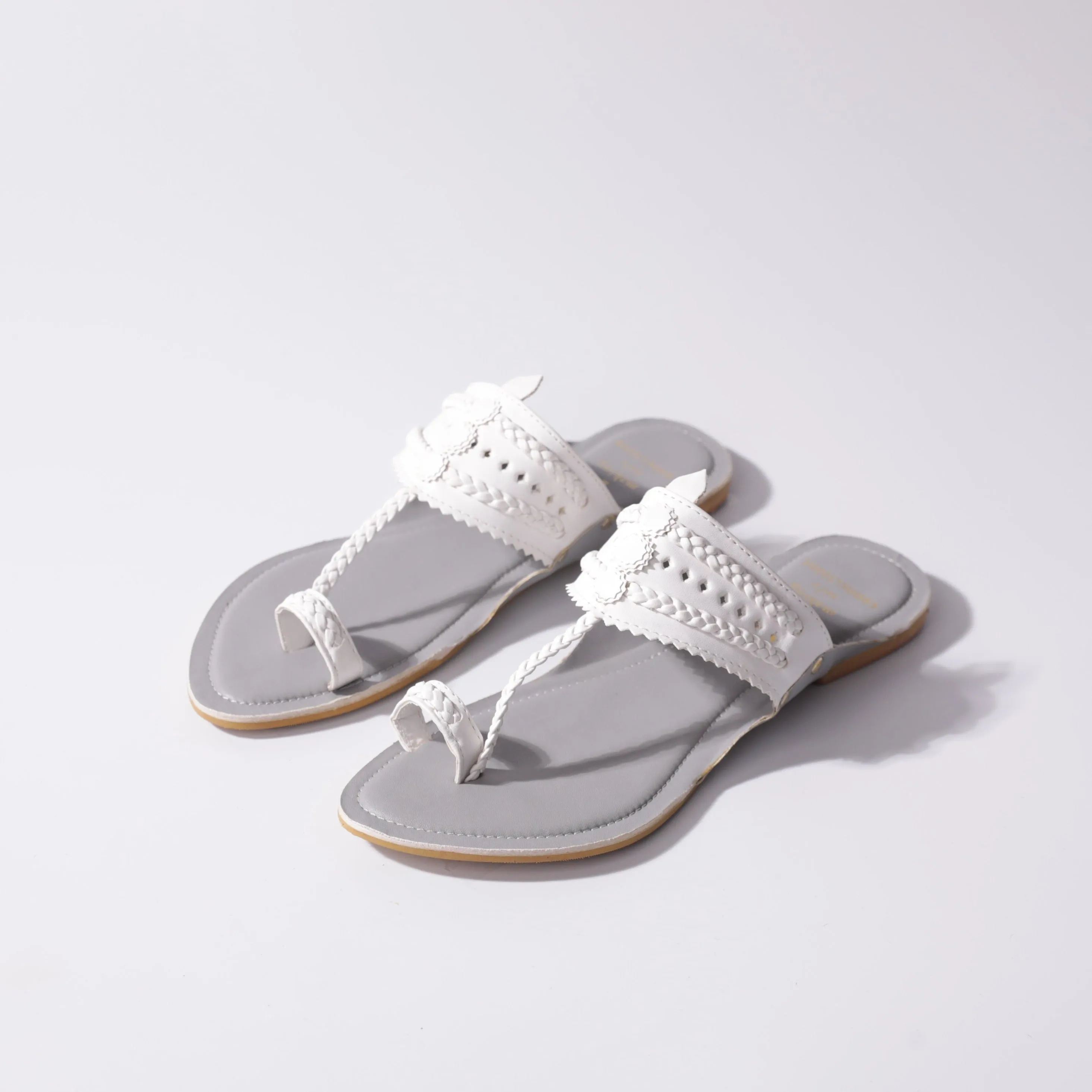 African Grey Faux Leather Kolhapuri