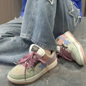 Amozae-Back To School Gifts Aesthetic Star Patchwork Sneakers
