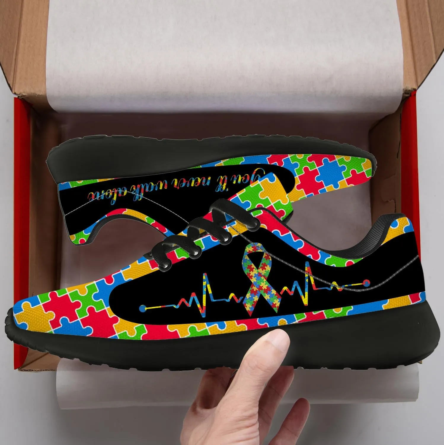 Autism Shoes for Women Men Running Shoes Lightweight Tennis Sneakers Gifts for Him Her