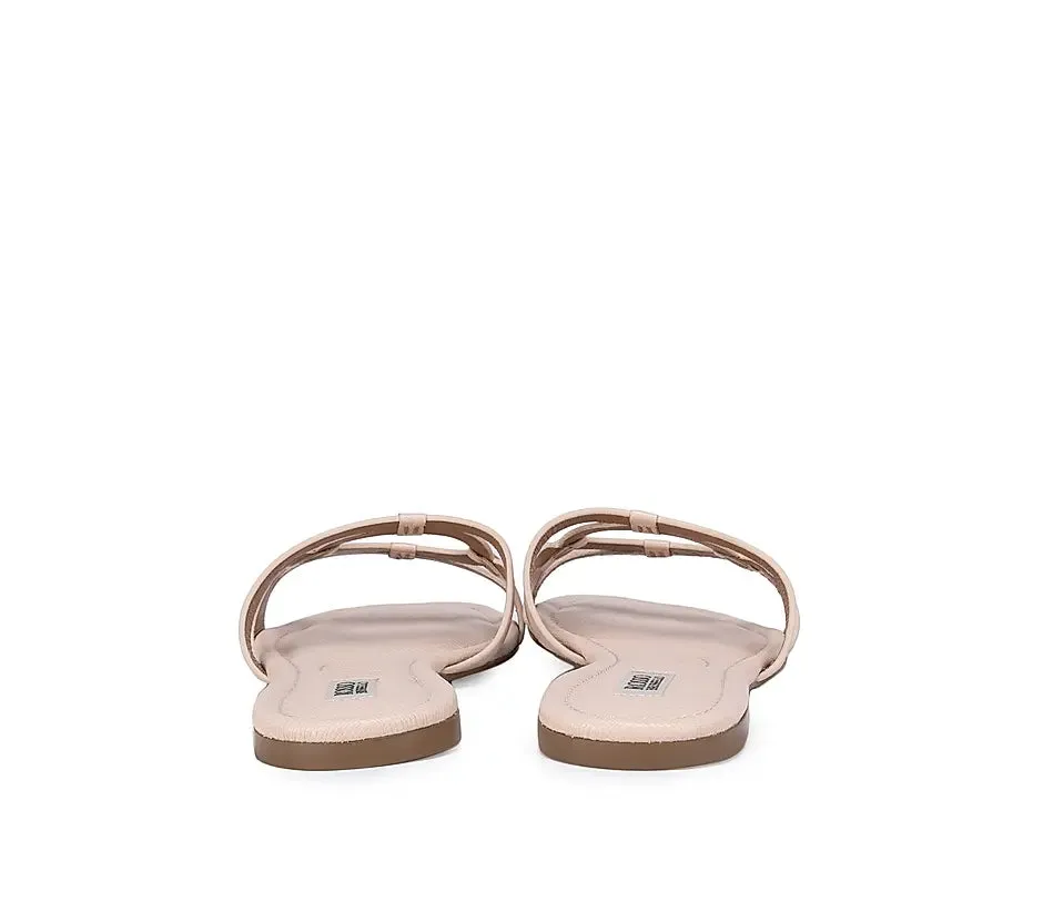 Beige Detailed Strap Sliders