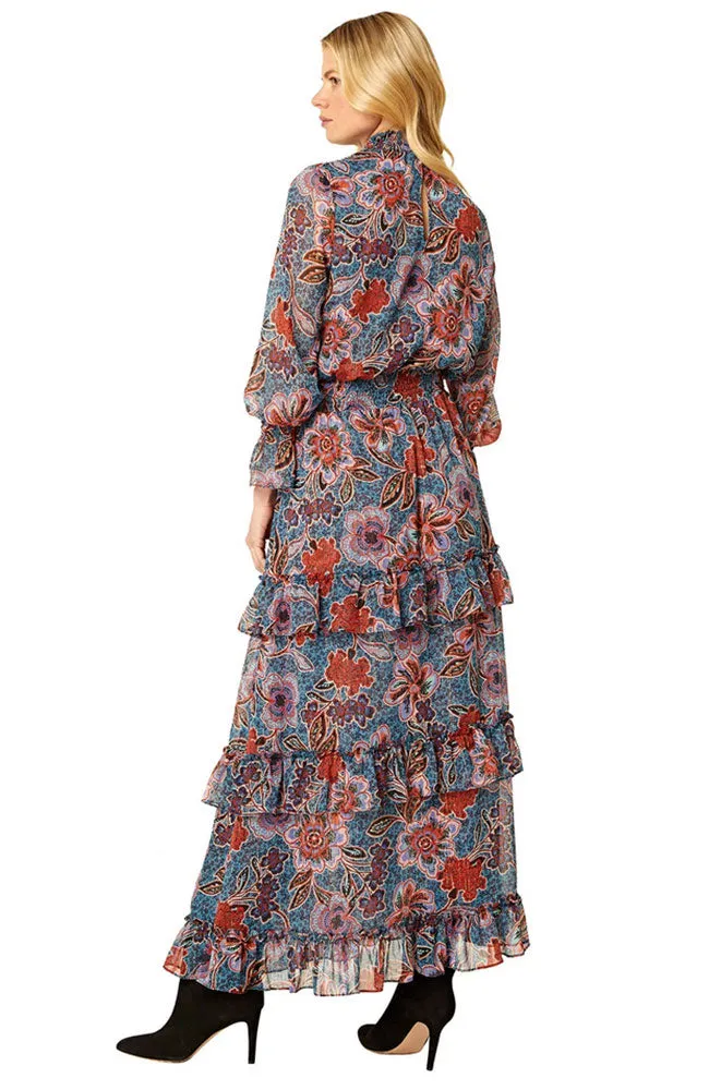 Bethany Dress Cerulean Flora