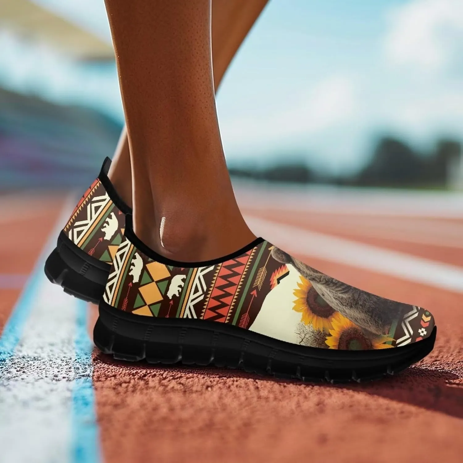 Binienty Aztec Slip on Shoes for Men Women Casual Hands Free Shoes No Laces Casual Loafers Travel Walking Footwear