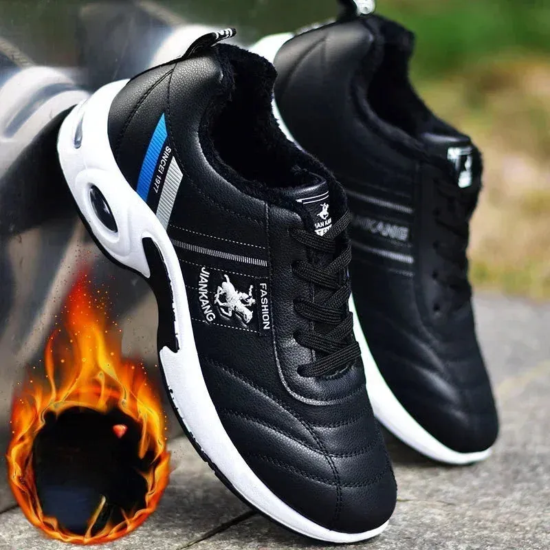 Breathable PU Leather Mens NonSlip Sneakers