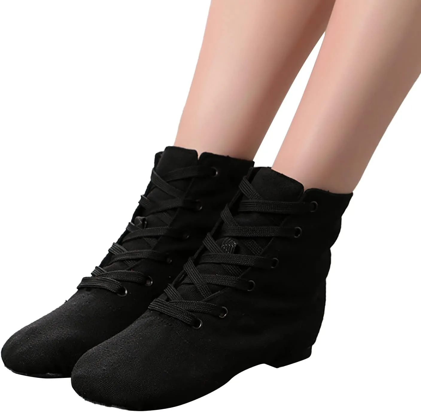 Canvas Jazz Dance Boots for Girls Boys Kids Unisex Ballet Shoes Solid Color Basic Lace Up Dancing Practice Sneakers