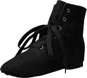 Canvas Jazz Dance Boots for Girls Boys Kids Unisex Ballet Shoes Solid Color Basic Lace Up Dancing Practice Sneakers