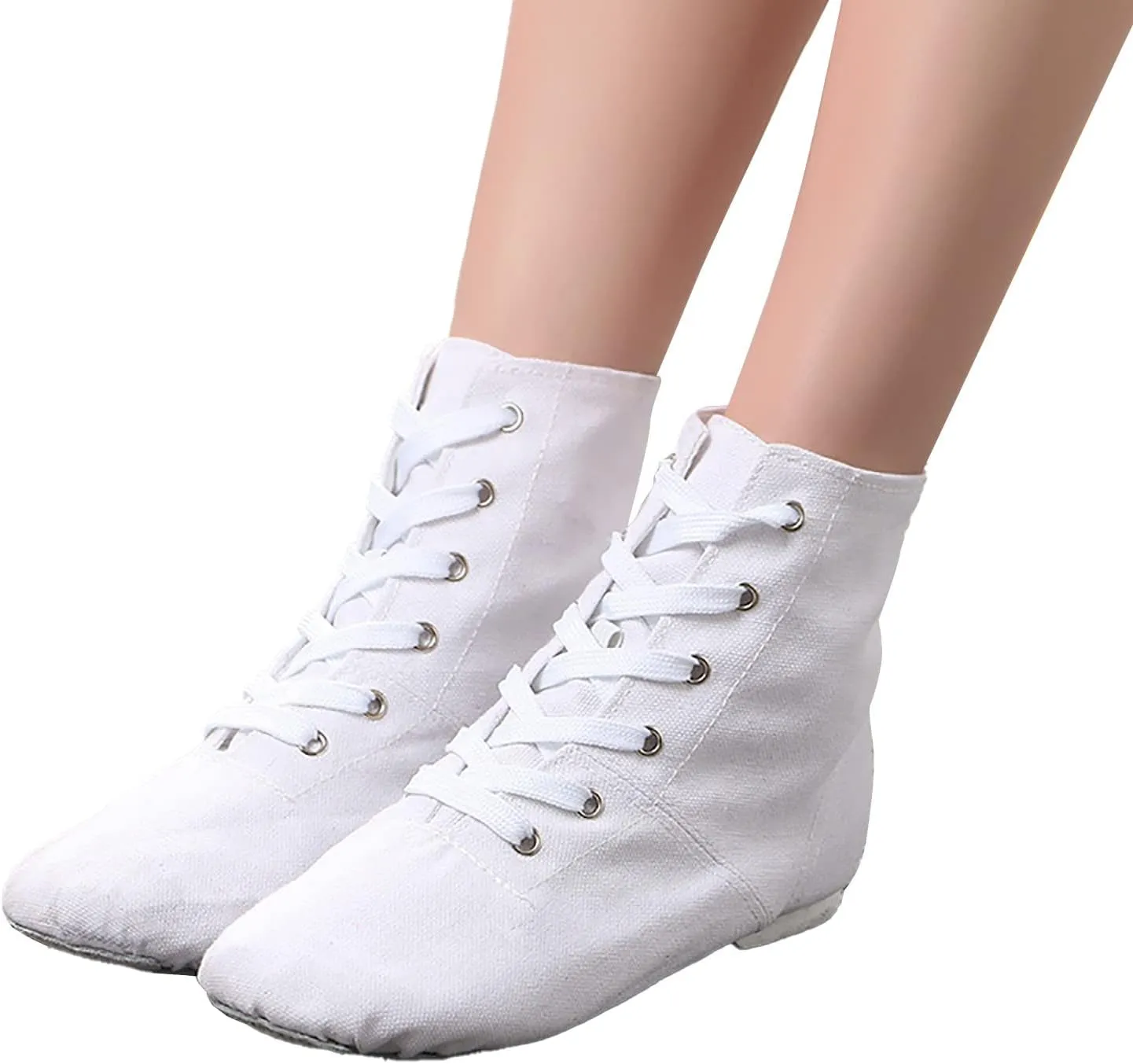 Canvas Jazz Dance Boots for Girls Boys Kids Unisex Ballet Shoes Solid Color Basic Lace Up Dancing Practice Sneakers