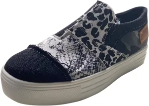 Casual Shoes for Women Summer Lightweight Snakeskin Stitching Flat Canvas Shoes Comfortable Round Toe Slip On Low Cut Sneakers Fashion Color Block Flat Shoe