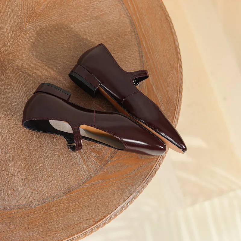 Celeste Genuine Leather V Cut Mary Janes