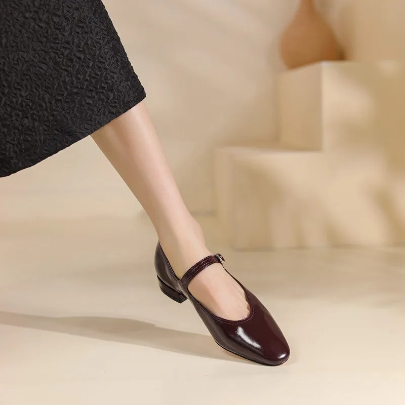Celeste Genuine Leather V Cut Mary Janes