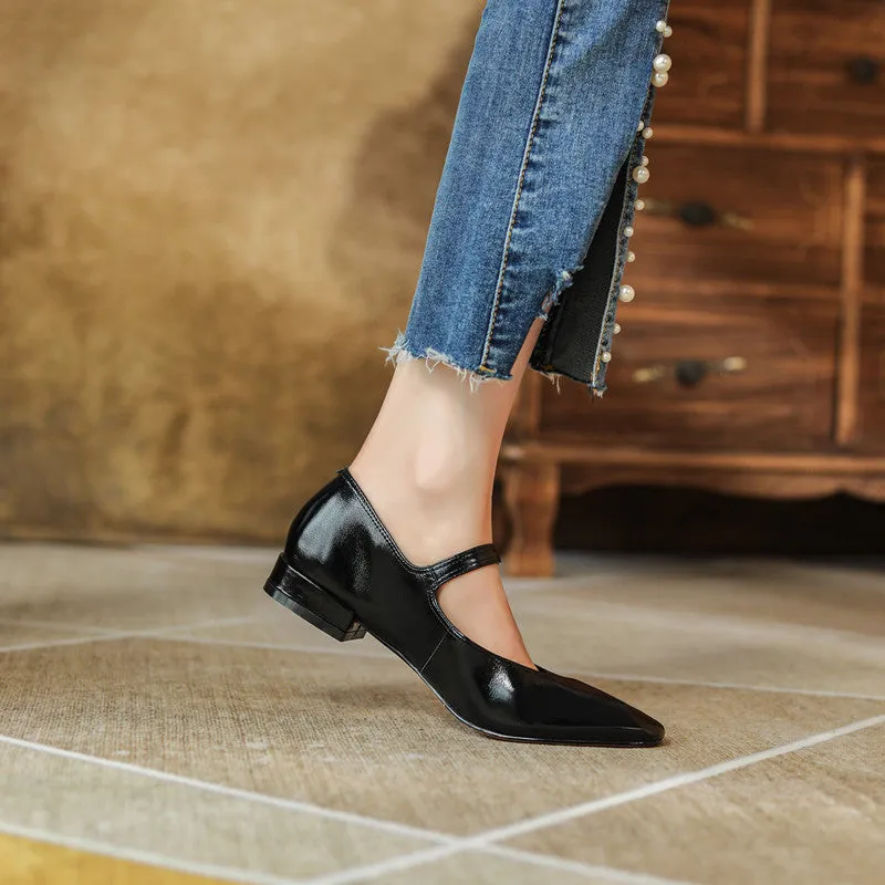 Celeste Genuine Leather V Cut Mary Janes