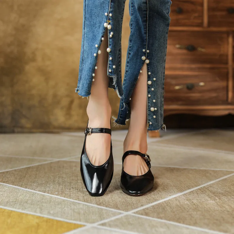 Celeste Genuine Leather V Cut Mary Janes
