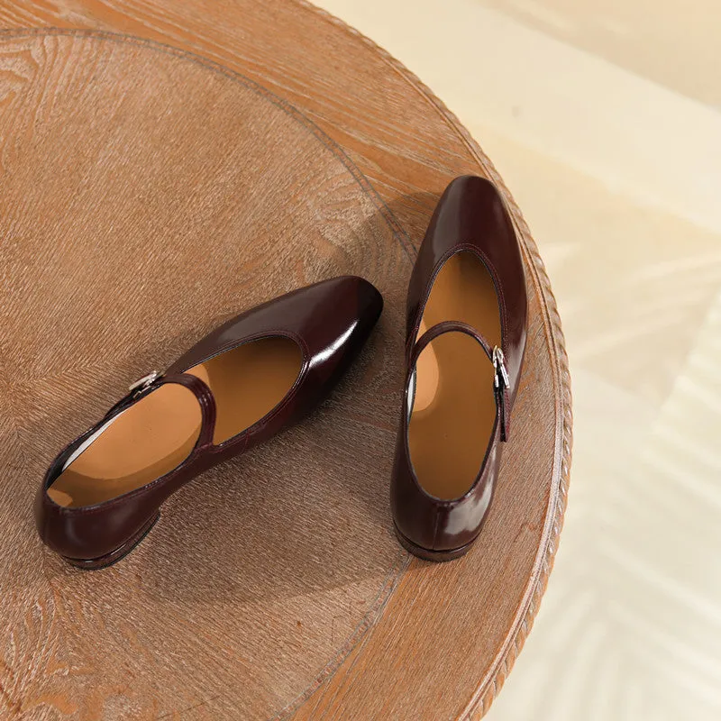 Celeste Genuine Leather V Cut Mary Janes