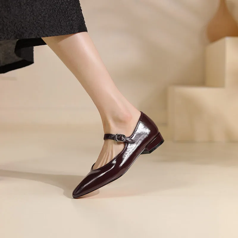 Celeste Genuine Leather V Cut Mary Janes