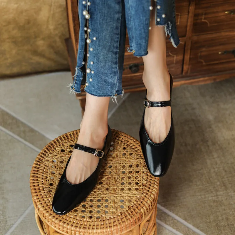 Celeste Genuine Leather V Cut Mary Janes