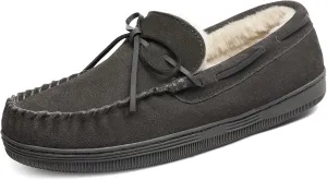 DREAM PAIRS Men's Moccasin Slippers Fuzzy Plush House Shoes Indoor Outdoor Fleece Lining Loafers