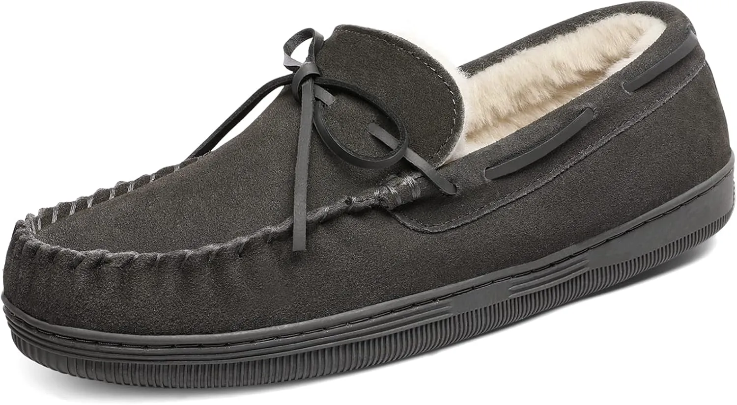 DREAM PAIRS Men's Moccasin Slippers Fuzzy Plush House Shoes Indoor Outdoor Fleece Lining Loafers