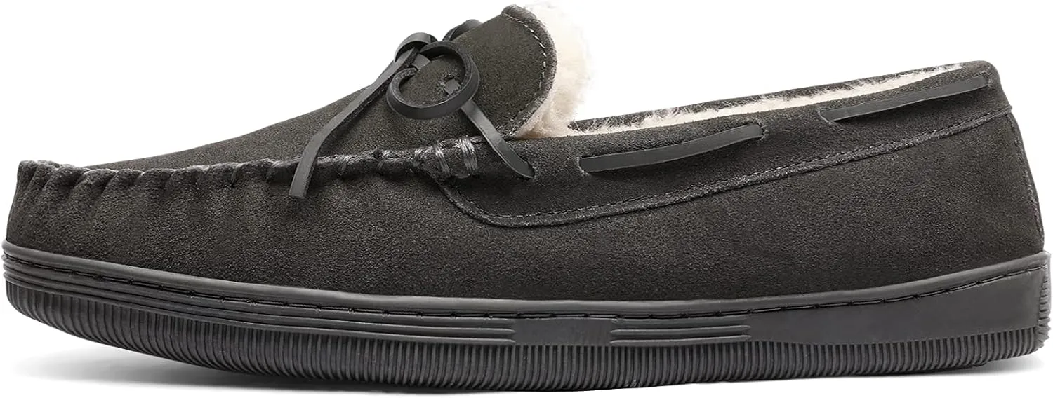 DREAM PAIRS Men's Moccasin Slippers Fuzzy Plush House Shoes Indoor Outdoor Fleece Lining Loafers