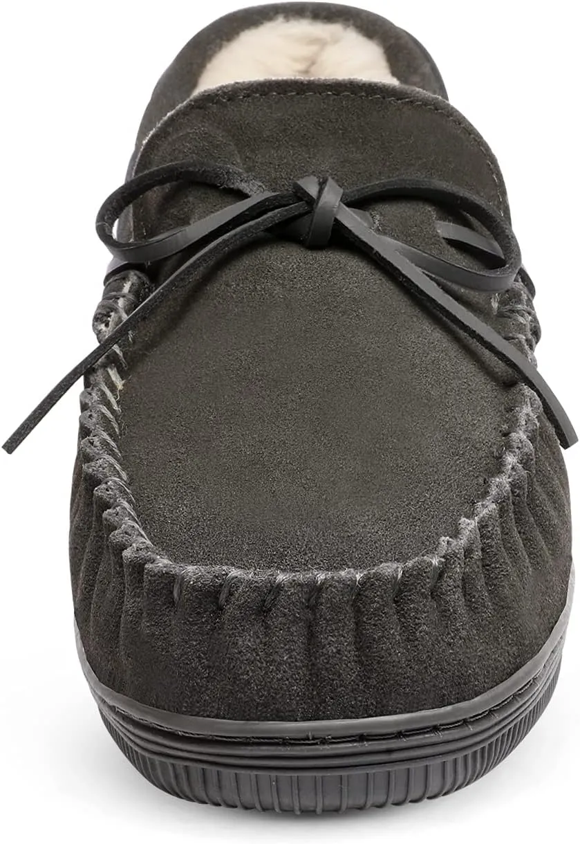 DREAM PAIRS Men's Moccasin Slippers Fuzzy Plush House Shoes Indoor Outdoor Fleece Lining Loafers