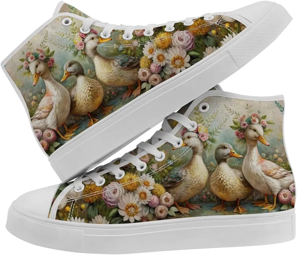 Duck High Top Canvas Shoes for Men Women High Top Sneakers Casual Shoes Gifts for Boys Girls
