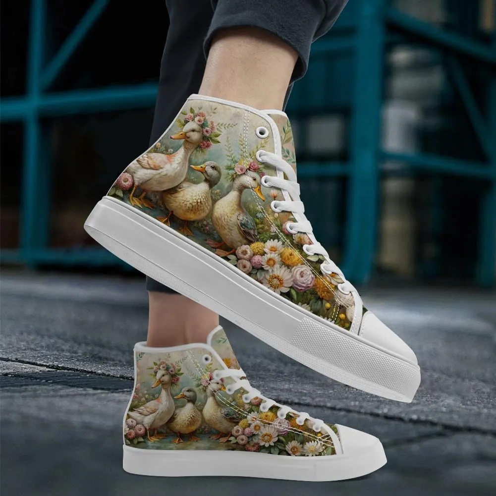 Duck High Top Canvas Shoes for Men Women High Top Sneakers Casual Shoes Gifts for Boys Girls