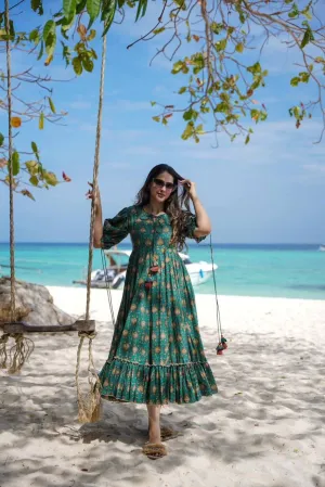 Emerald Green Floral Maxi Dress