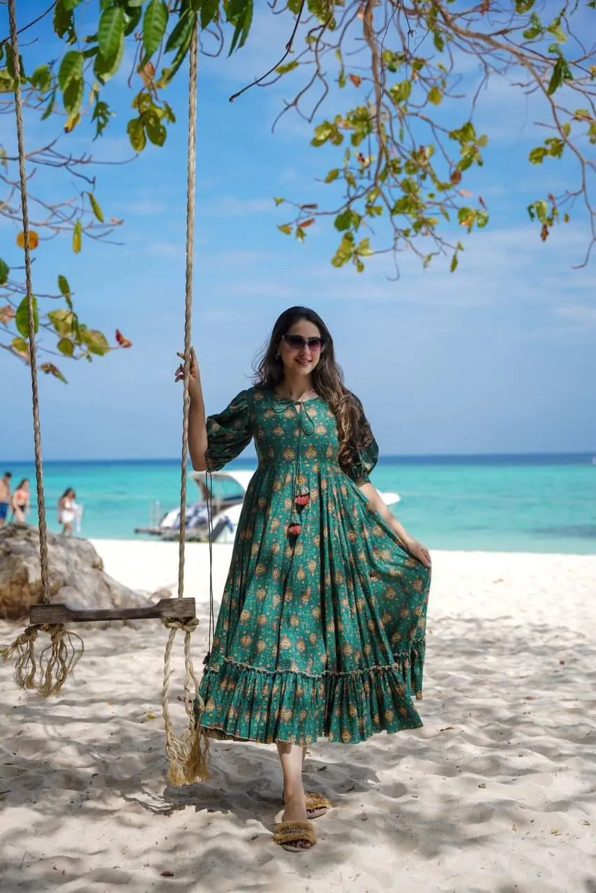 Emerald Green Floral Maxi Dress