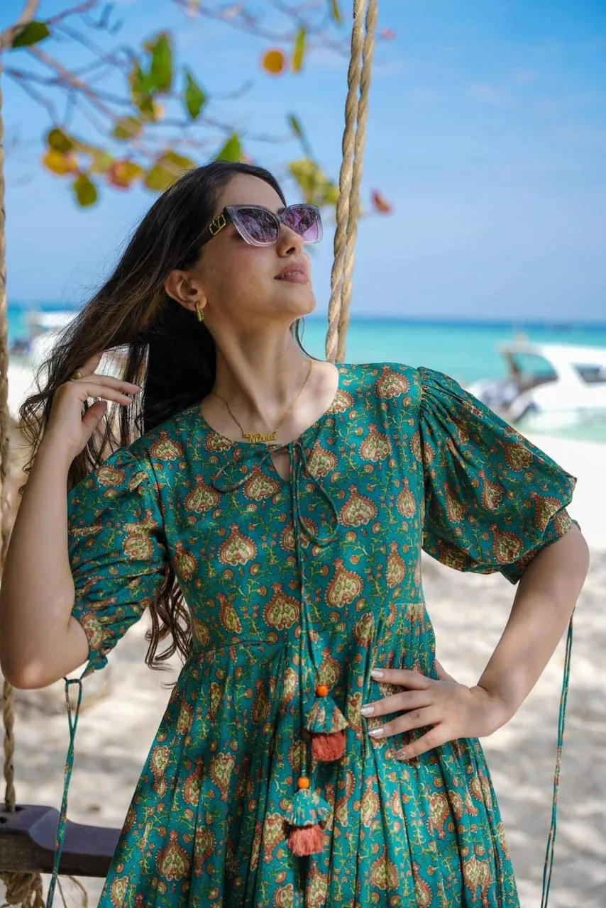 Emerald Green Floral Maxi Dress