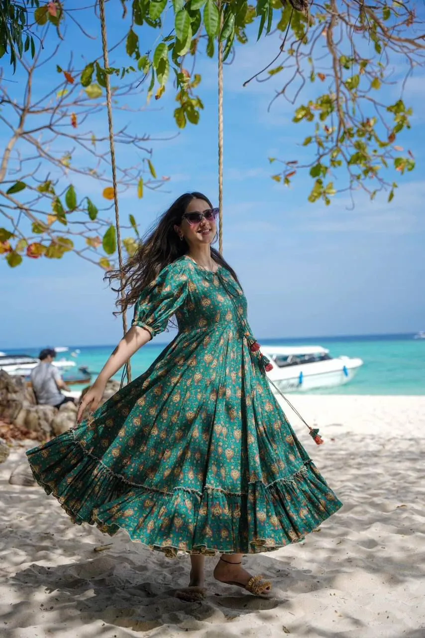 Emerald Green Floral Maxi Dress