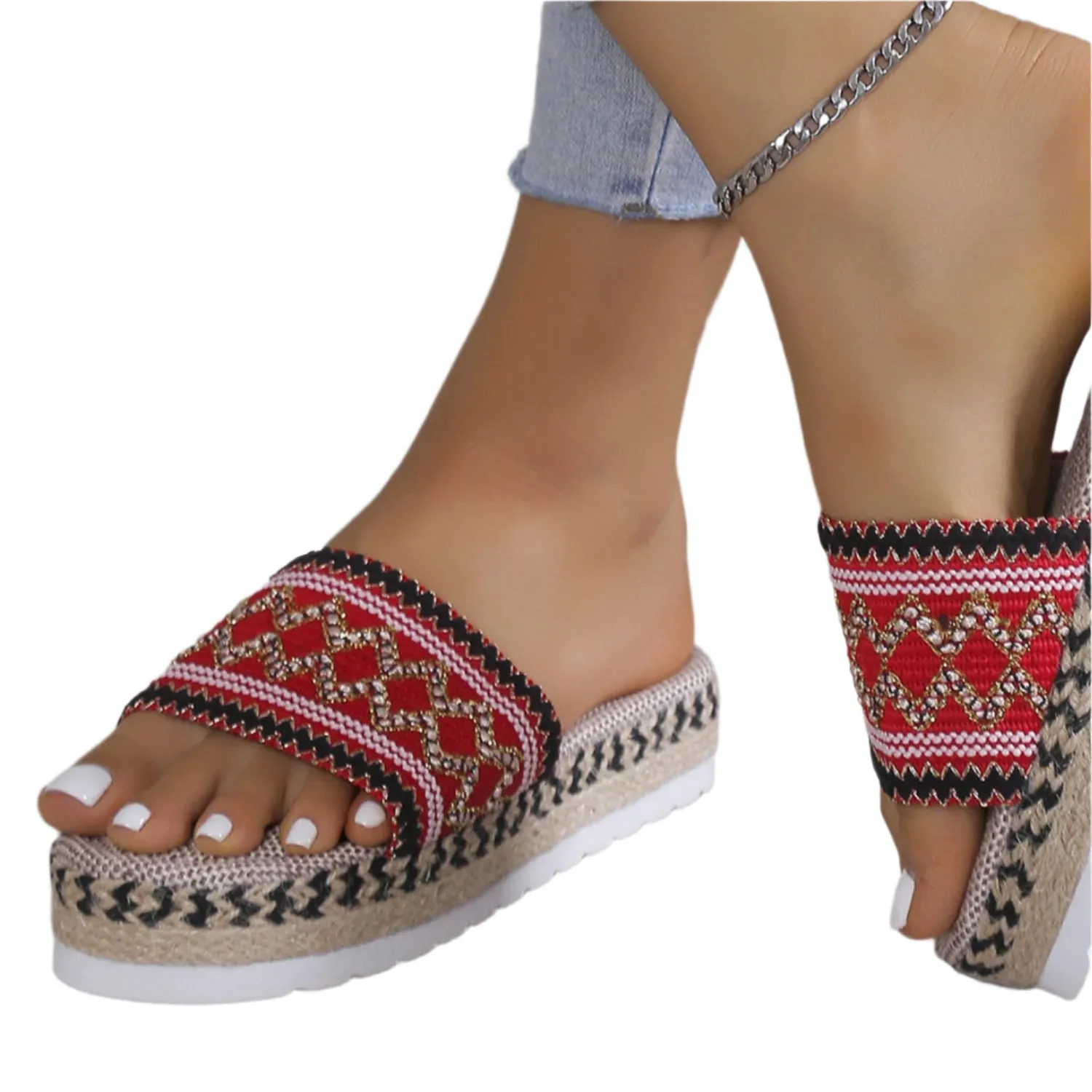 Geometric Weave Platform Sandals