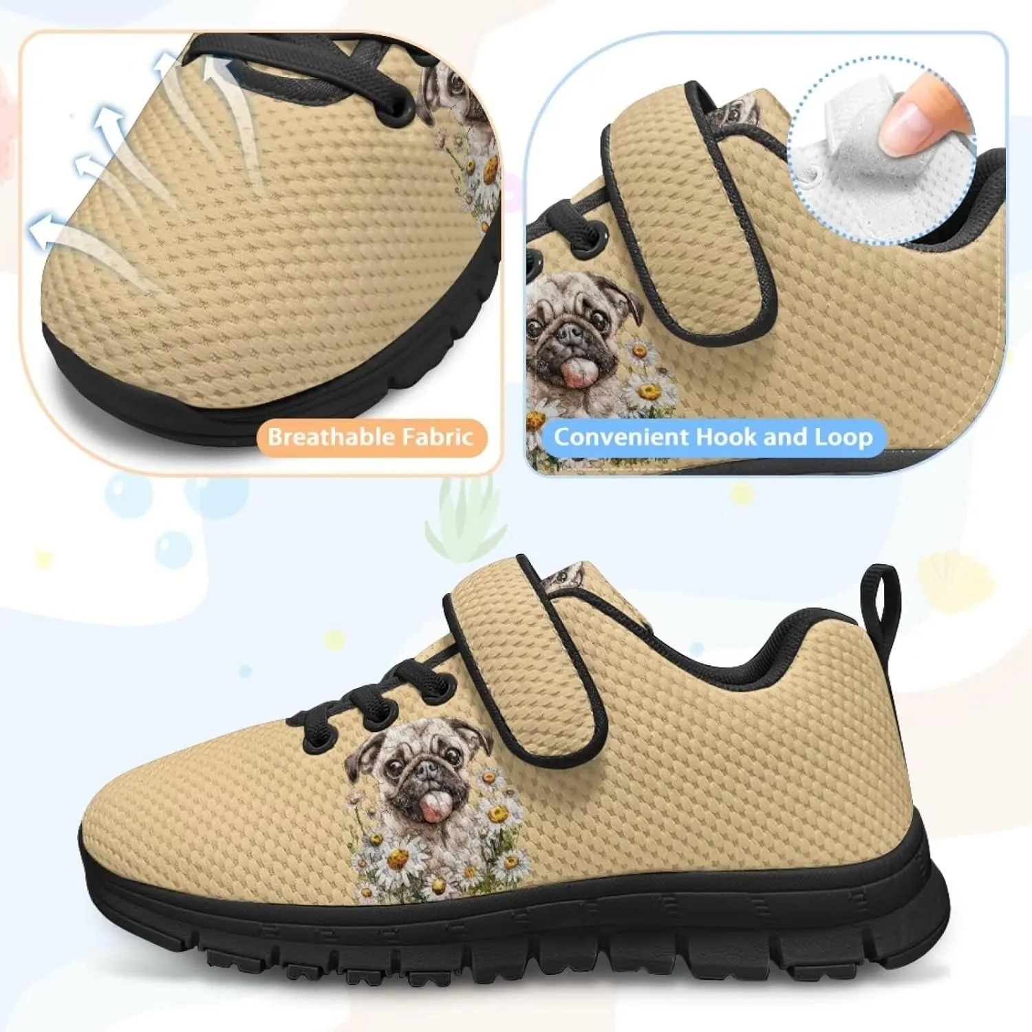 Girls Boys Dog Running Sneakers Lightweight Hiking Tennis Fitness Training Shoes for Little Kid