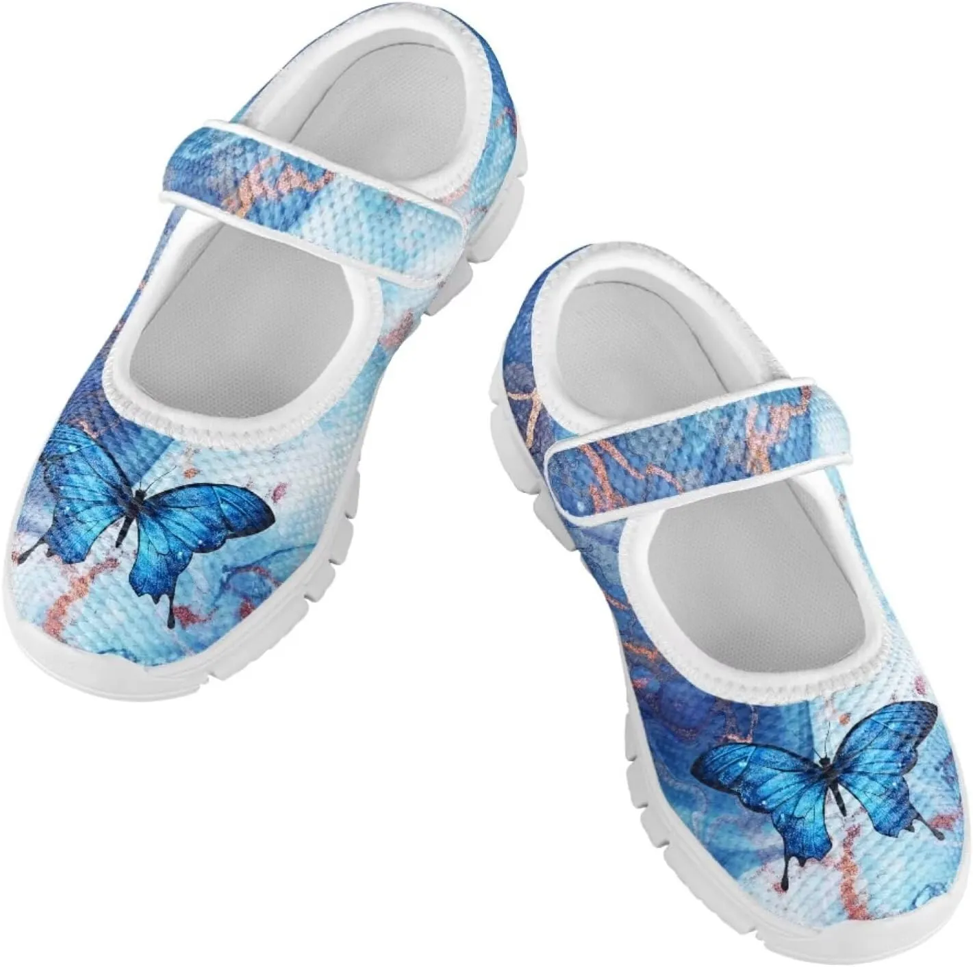 Girls Mary Jane Dress Shoes Casual Flats Shoes Mesh Sneaker for Walking Running Lightweight Sport Shoes,Little Girls Butterfly Shoes