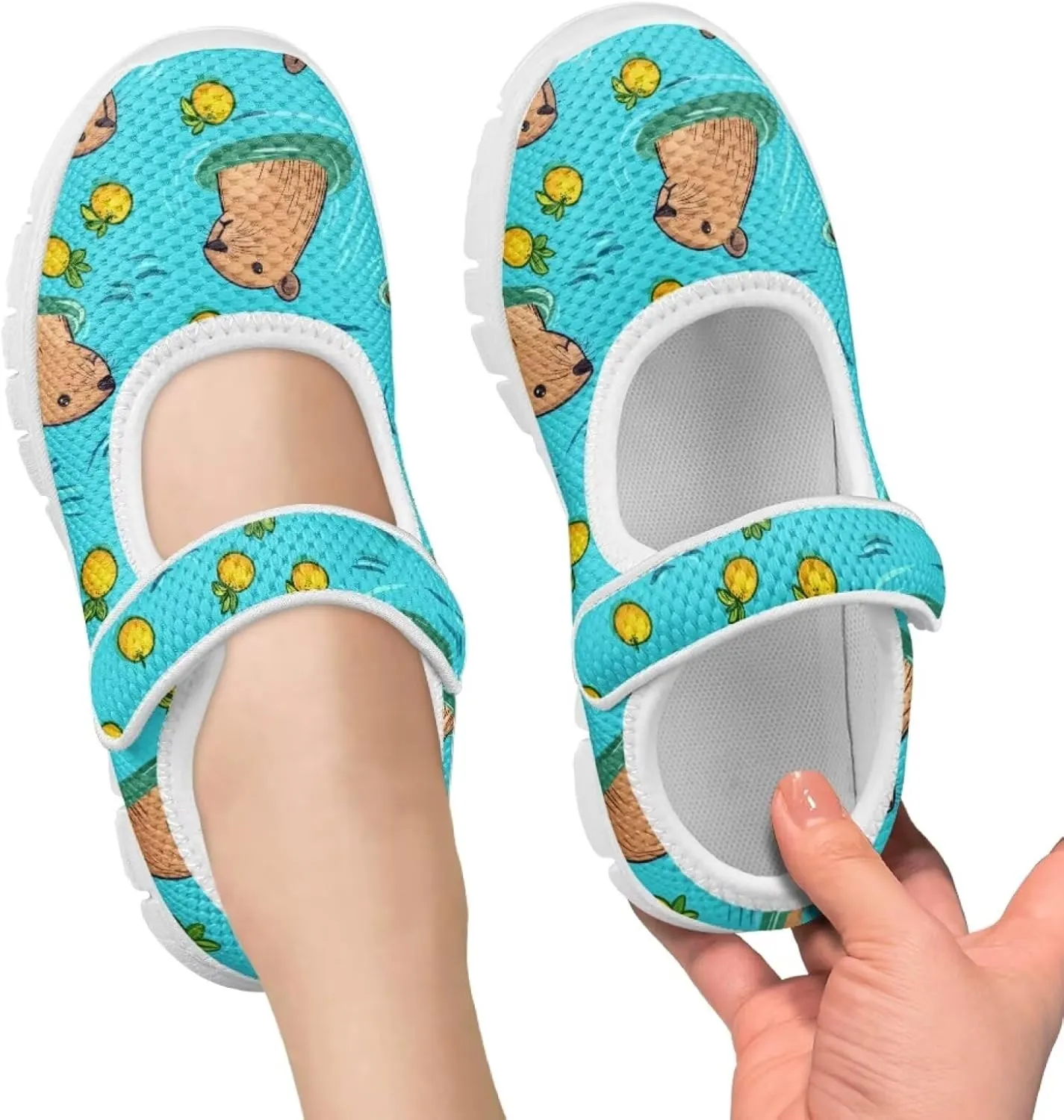 Girls Mary Jane Shoes School Uniform Shoes Little Girls Sneaker Slip-on Walking Shoes Mesh Breathable Casual Sport Shoes