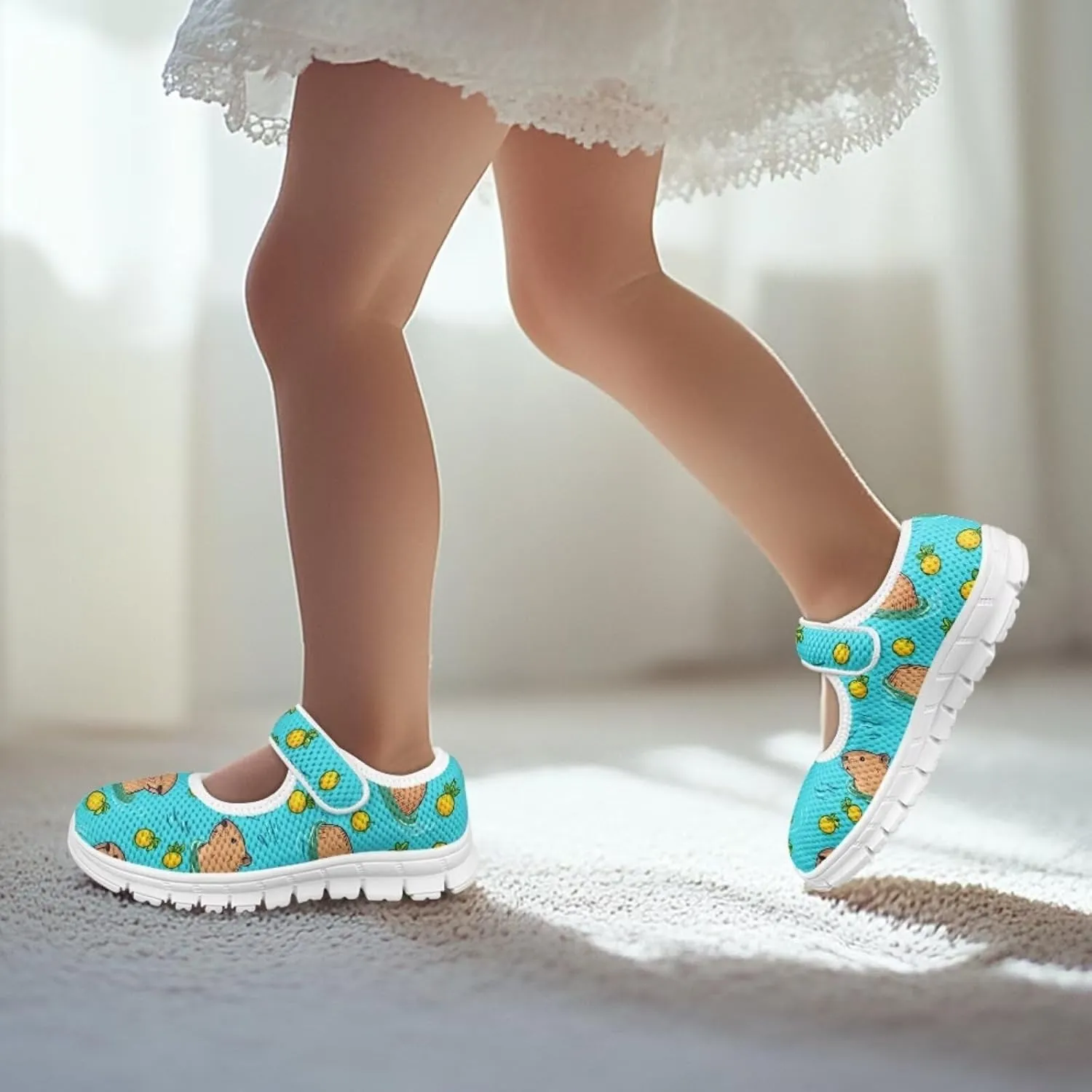 Girls Mary Jane Shoes School Uniform Shoes Little Girls Sneaker Slip-on Walking Shoes Mesh Breathable Casual Sport Shoes