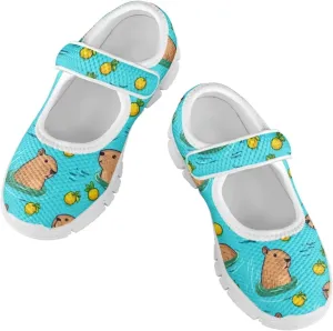Girls Mary Jane Shoes School Uniform Shoes Little Girls Sneaker Slip-on Walking Shoes Mesh Breathable Casual Sport Shoes