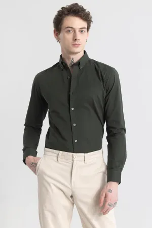 GREEN MENS COTTON CASUAL REGULAR FIT SHIRT