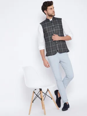 Grey Checked Reversible Waistcoat