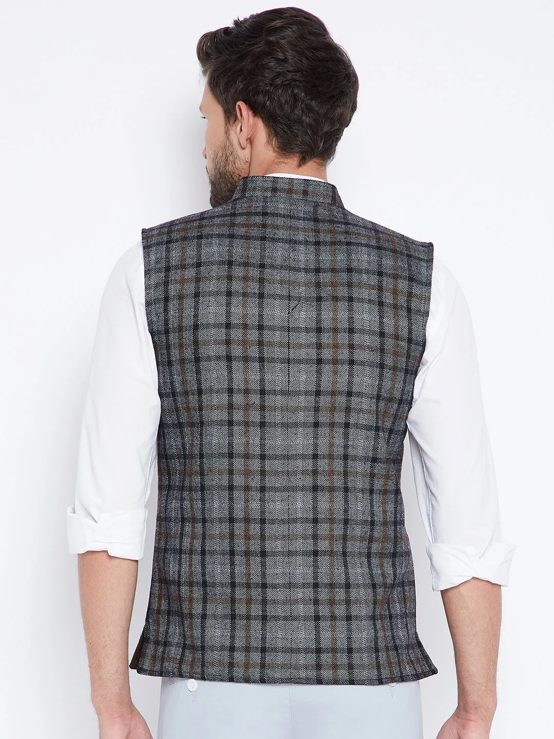 Grey Checked Reversible Waistcoat