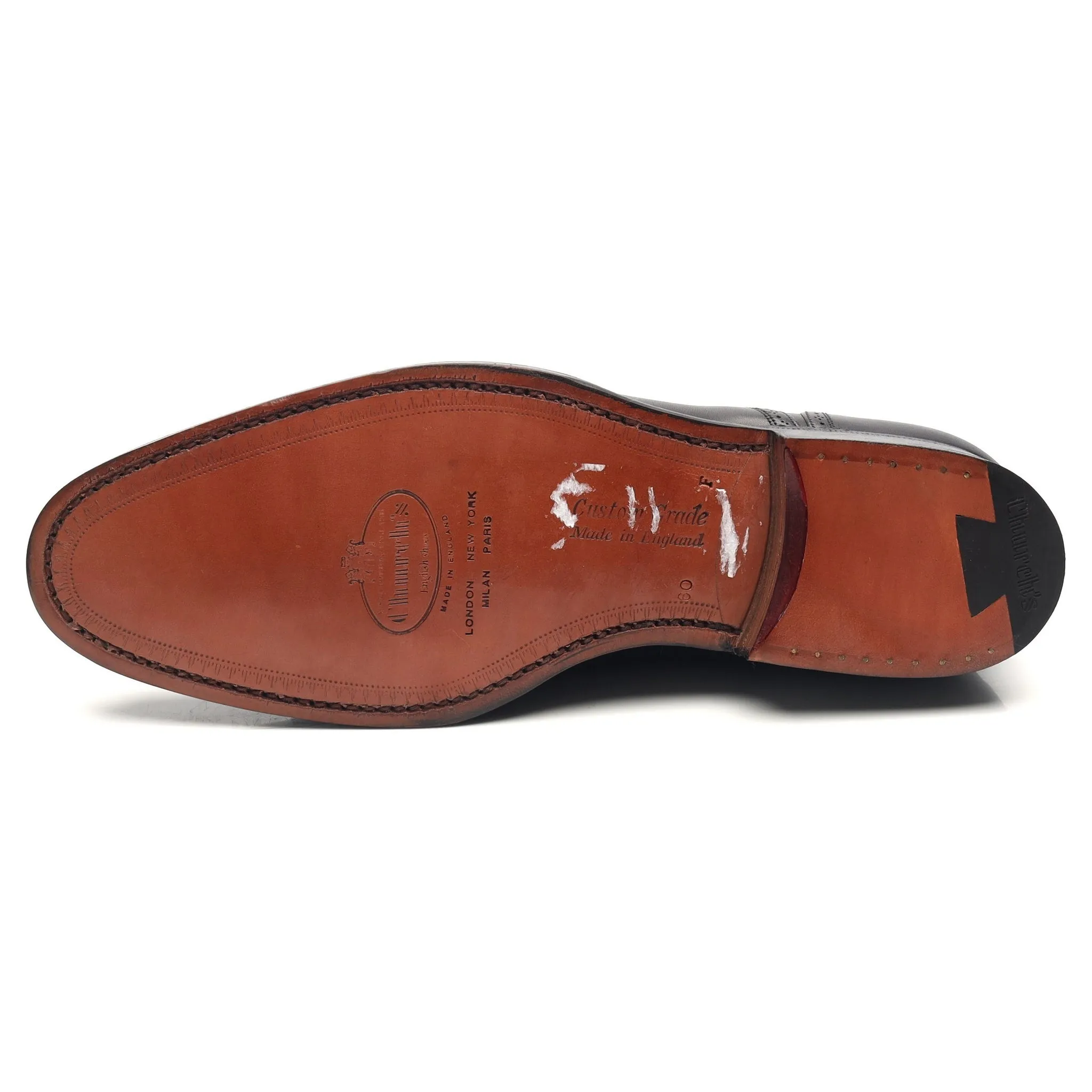 'Guildford' Black Leather Oxford Semi Brogues UK 6 F