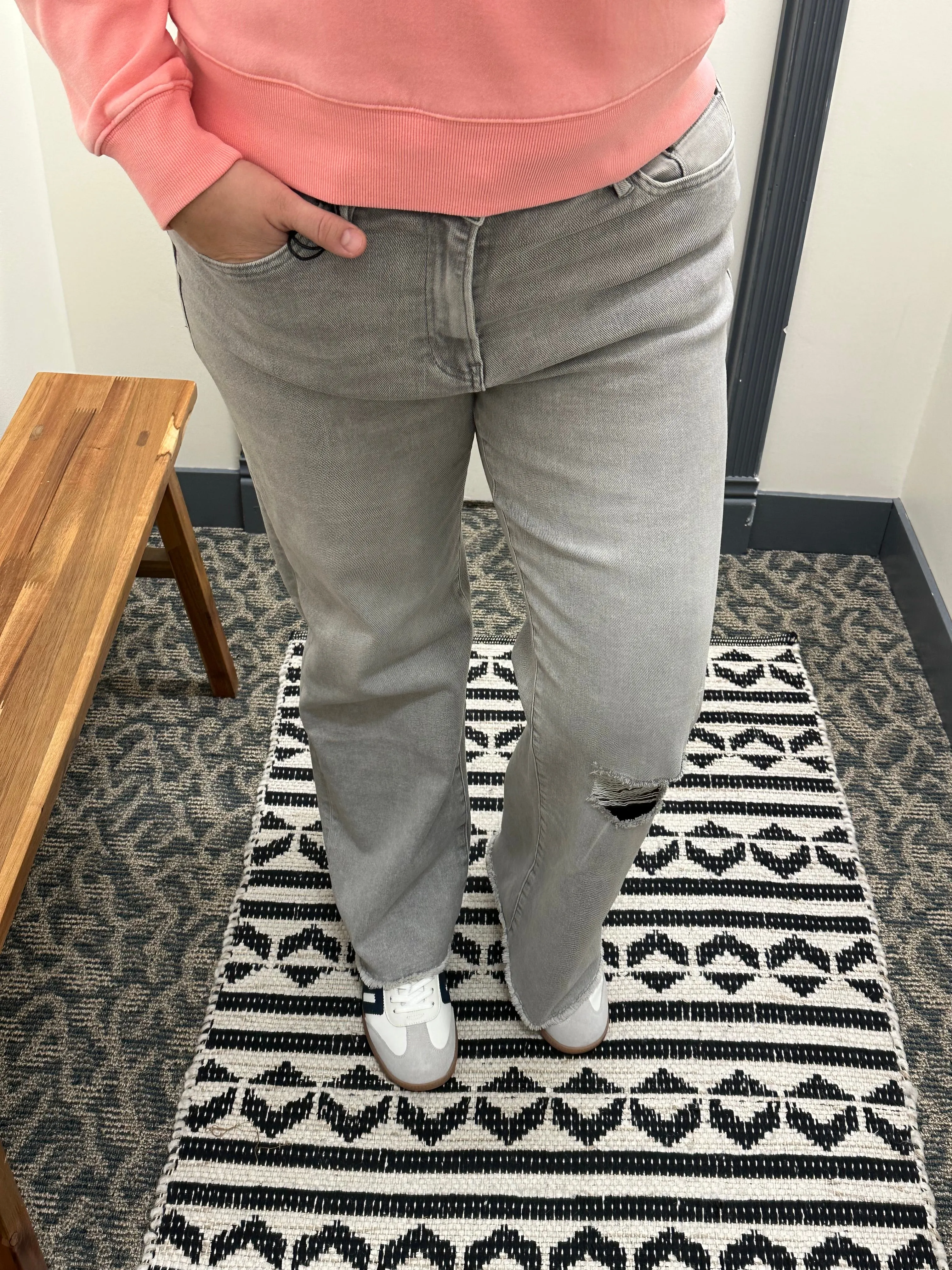 Gunmetal Grey Wide Leg Jeans