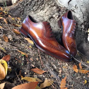 Height Increasing Brown Leather Guarda Brogue Oxfords - Formal Shoes