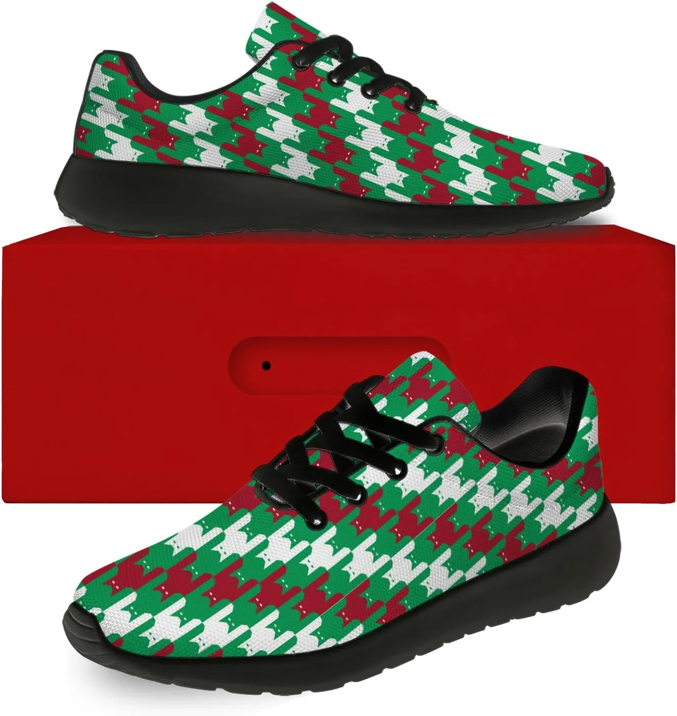 Houndstooth Print Shoes Women Men Lightweight Breathable Walking Tennis Shoes Running Sneakers Gifts for Dad Mom