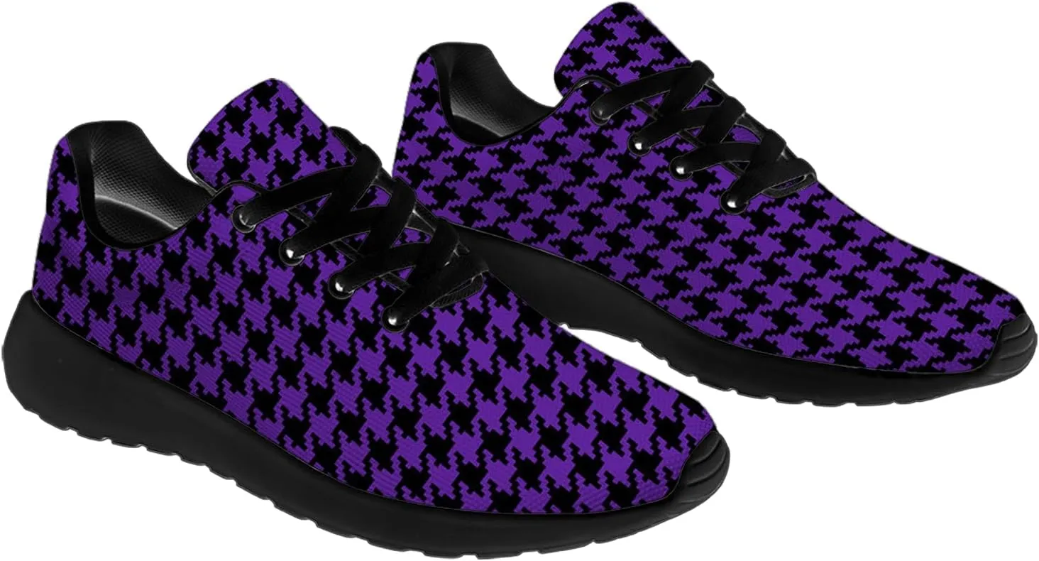 Houndstooth Print Shoes Women Men Lightweight Breathable Walking Tennis Shoes Running Sneakers Gifts for Dad Mom