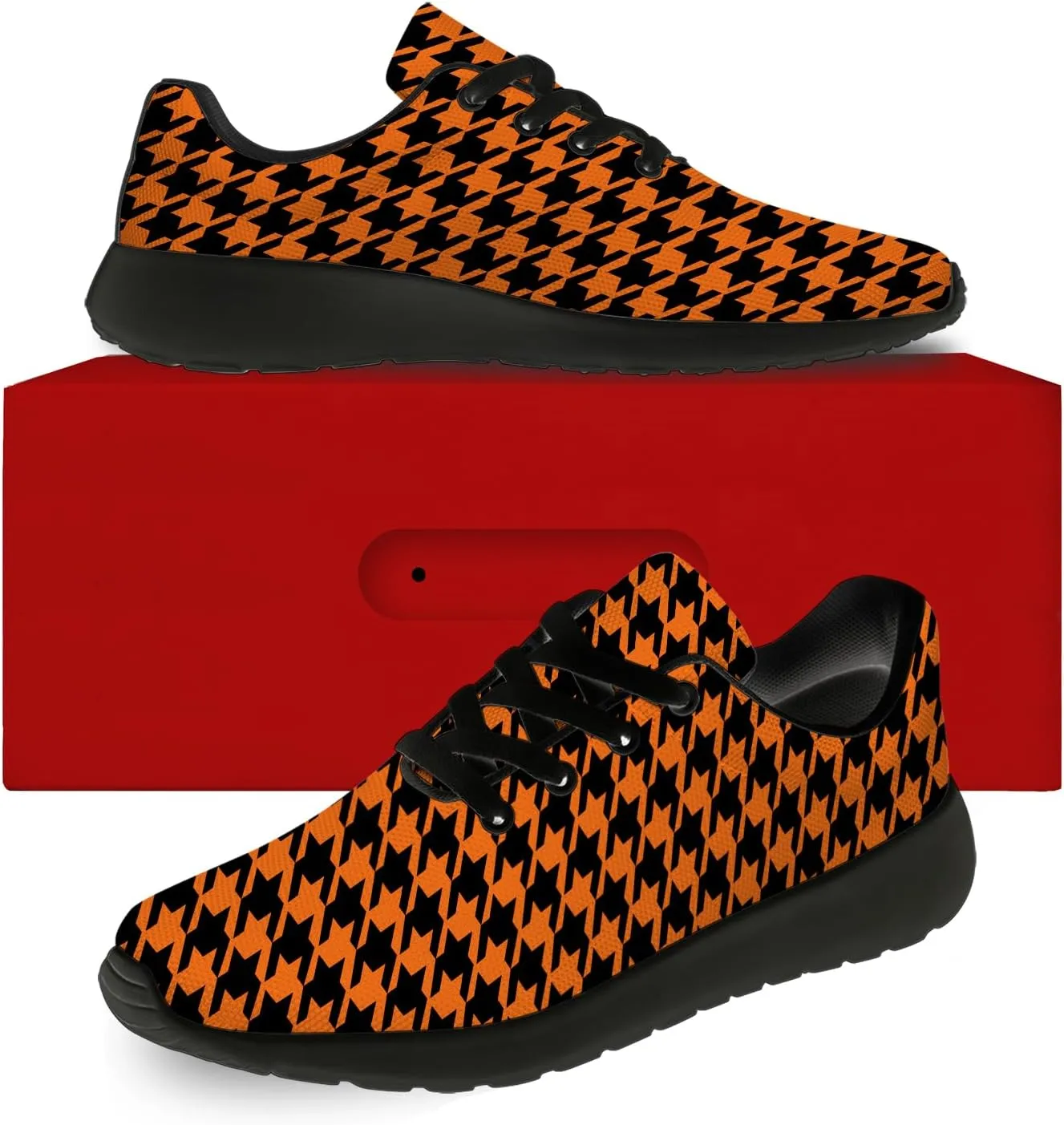 Houndstooth Print Shoes Women Men Lightweight Breathable Walking Tennis Shoes Running Sneakers Gifts for Dad Mom