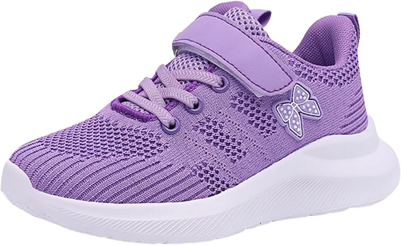 IWIHMIV Girl Tennis Shoes Girls Slip On Shoes Boys Breathable Sneakers Lightweight Kids Athletic Running Walking Shoes