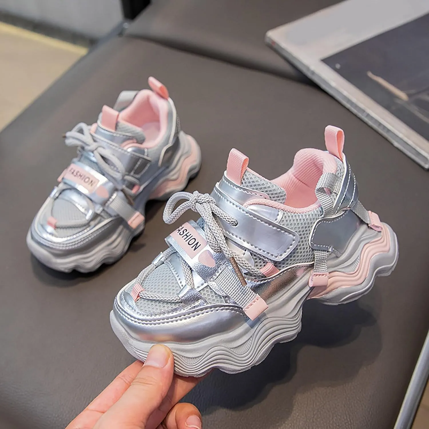 IWIHMIV Girls' Sneakers Toddler Athletic Shoes Breathable Boys Girls Sneakers Kids Sports Running Walking Shoes for Toddler