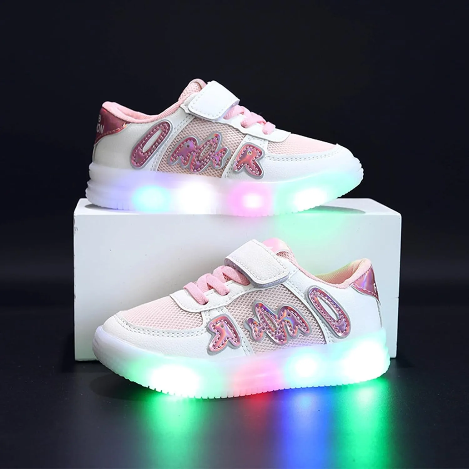 IWIHMIV Sneakers for Boys Kids Tennis Shoes Boys Light Up Sneaker Non Slip Running Shoes Comfortable Breathable Walking Shoes