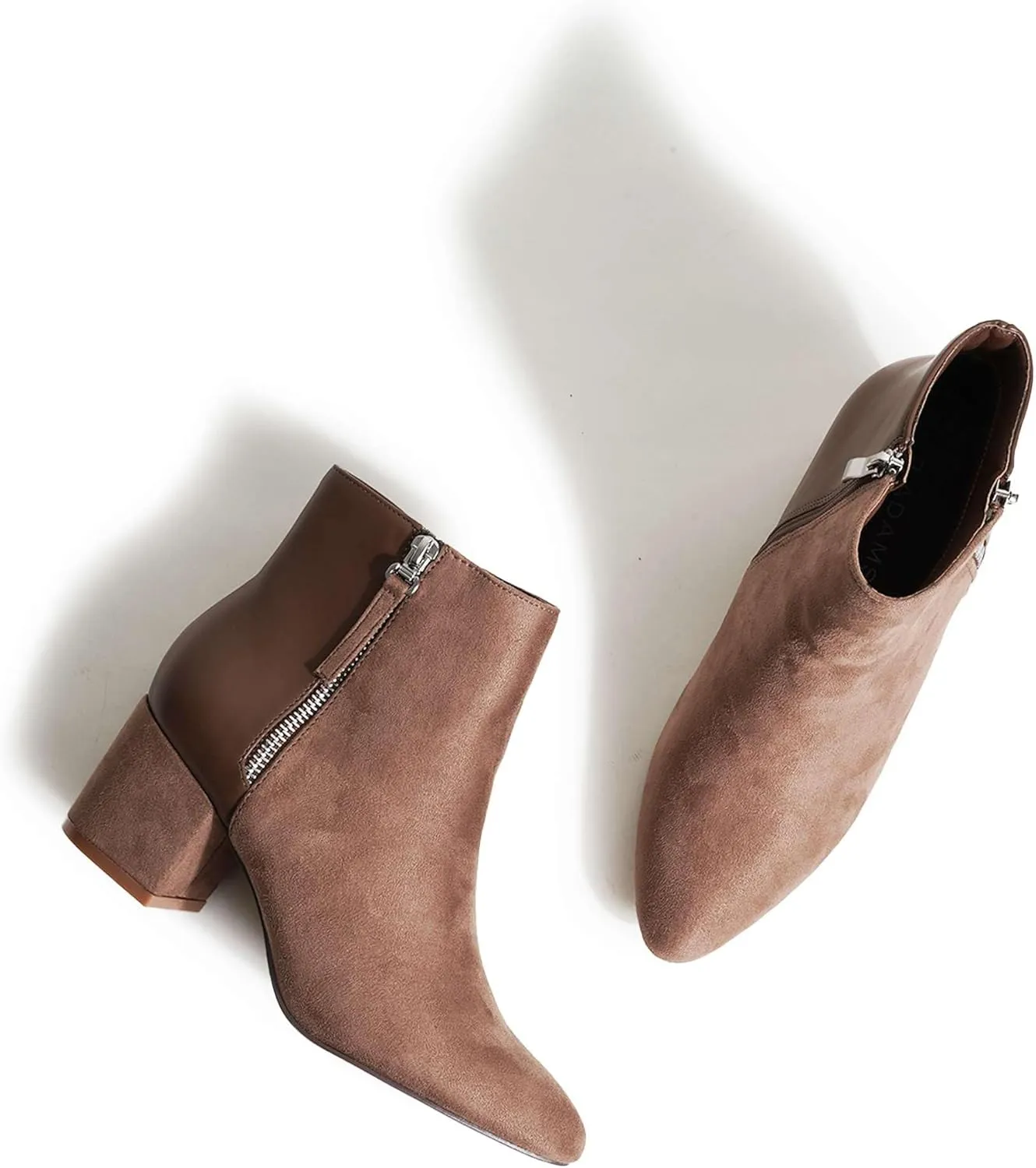 J. Adams Zuma Ankle Bootie  Closed Pointed Toe Low Block Heel Zip Up Boot