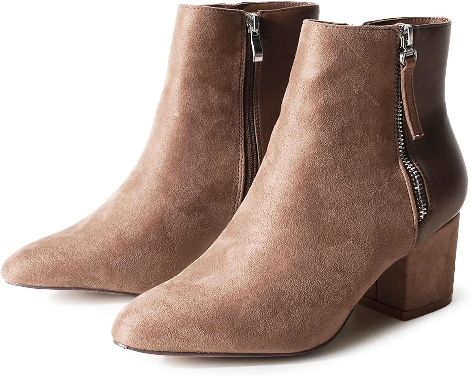 J. Adams Zuma Ankle Bootie  Closed Pointed Toe Low Block Heel Zip Up Boot
