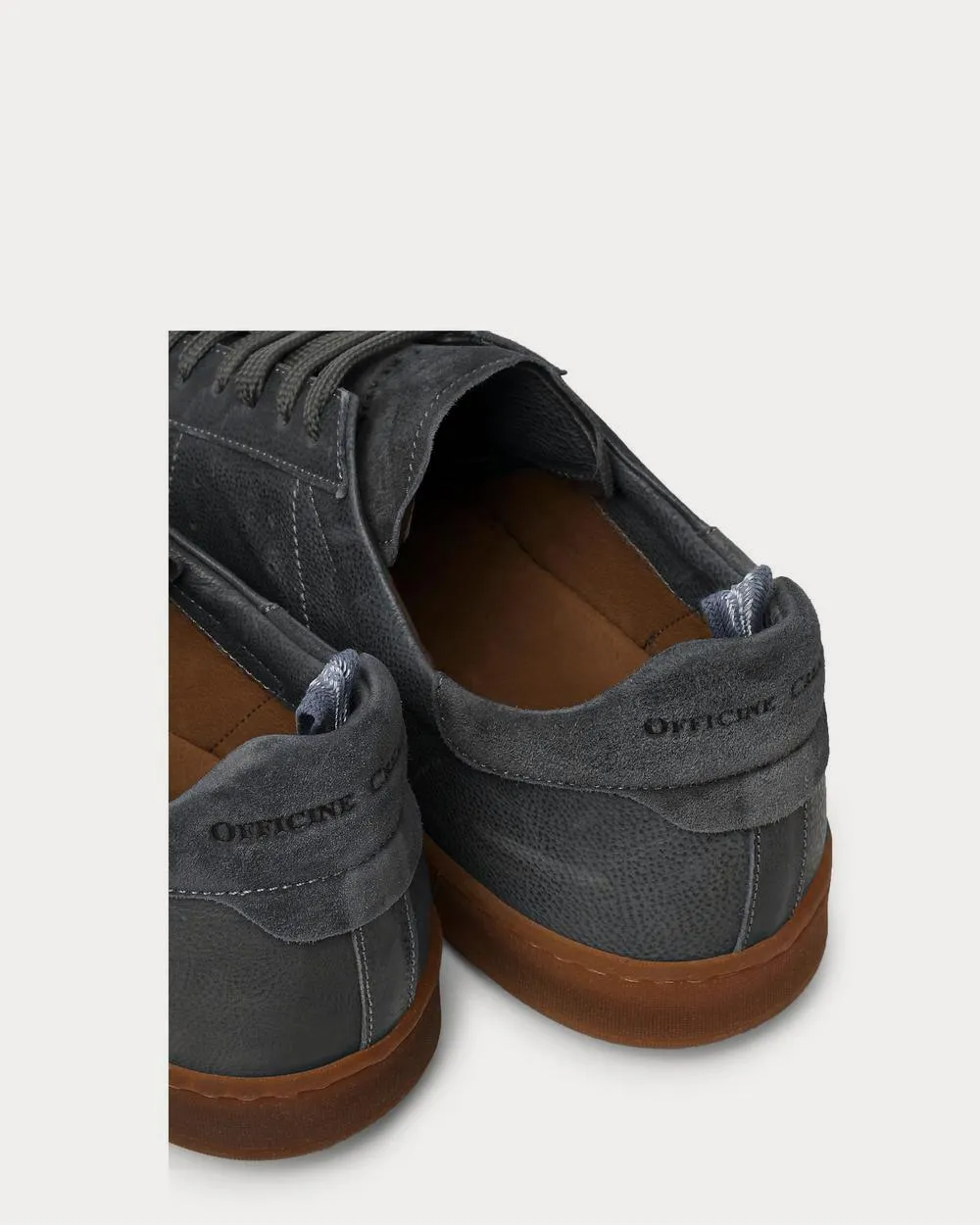 Kombo Nubuck-Trimmed Leather  Gray low top sneakers